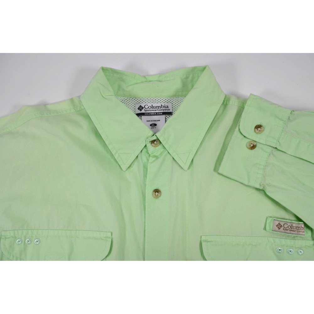 Columbia PFG Men's Shirt Size XL Vented Roll Tab Sleeves Lime Green